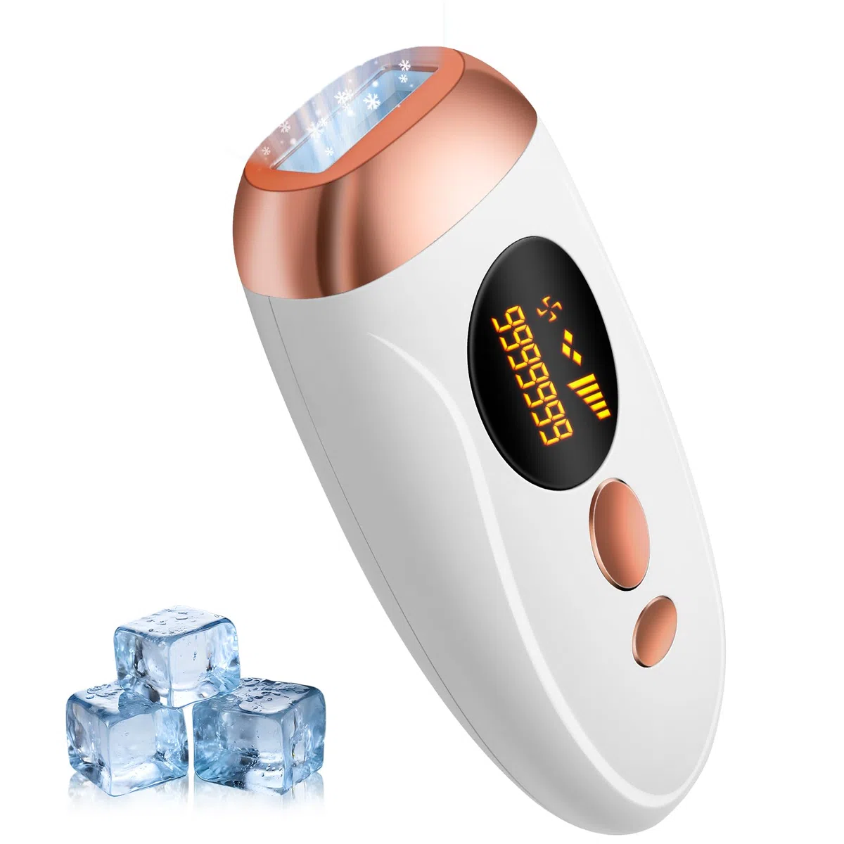 Epilatore Luce Pulsata IPL con Funzione Ghiaccio, 999.999 Flash, 5 Livelli di Energia, Risultati Duraturi, Epilazione Laser Indolore per Donna e Uomo, Viso, Corpo, Ascelle, Bikini