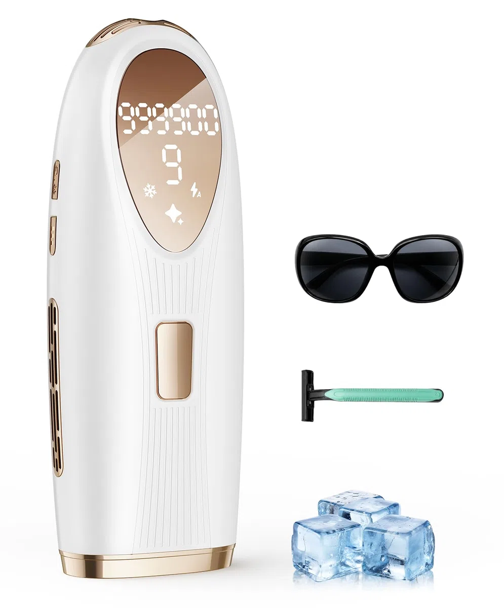 Epilatore Luce Pulsata - 5°C Raffreddamento 9 Livelli 16 J ck1122 | 999.900 Flash per Uso, Modalità Automatica e Manuale per Corpo, Ascelle, Bikini e Gambe, Adatto a Donna e Uomo