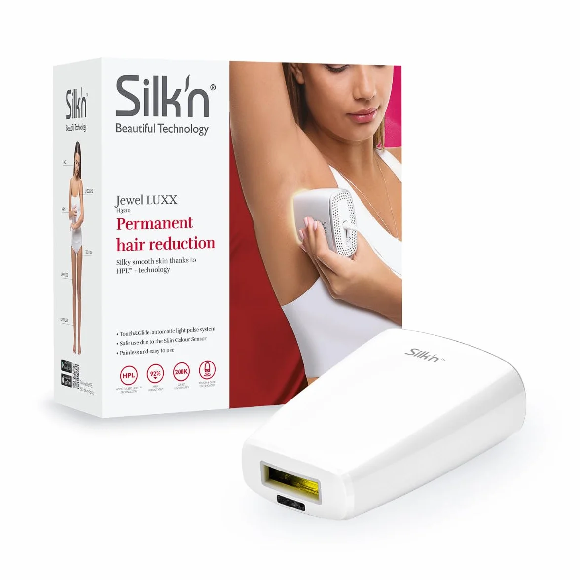 Silk'n Jewel LUXX - IPL - Riduzione dei Peli Superflui Permanente e Senza Sforzo - Con Tecnologia HPL™ - Bianco - 1 Pezzo
