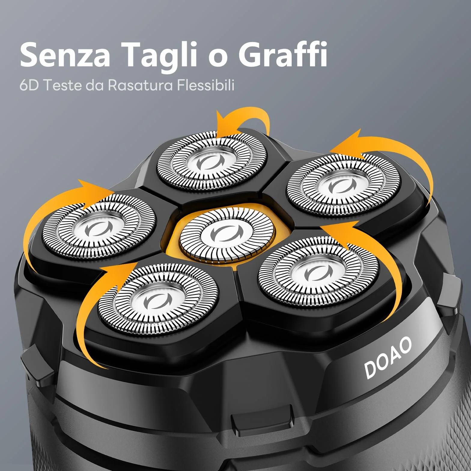 Rasoio Testa Calva, 2025 Aggiornato rasoio Capelli Uomo Testa Calva Impermeabile Cordless 6D rasoio Elettrico Fluttuante Flessibile con rasoio Testa Magnetiche, Interfaccia USB-C