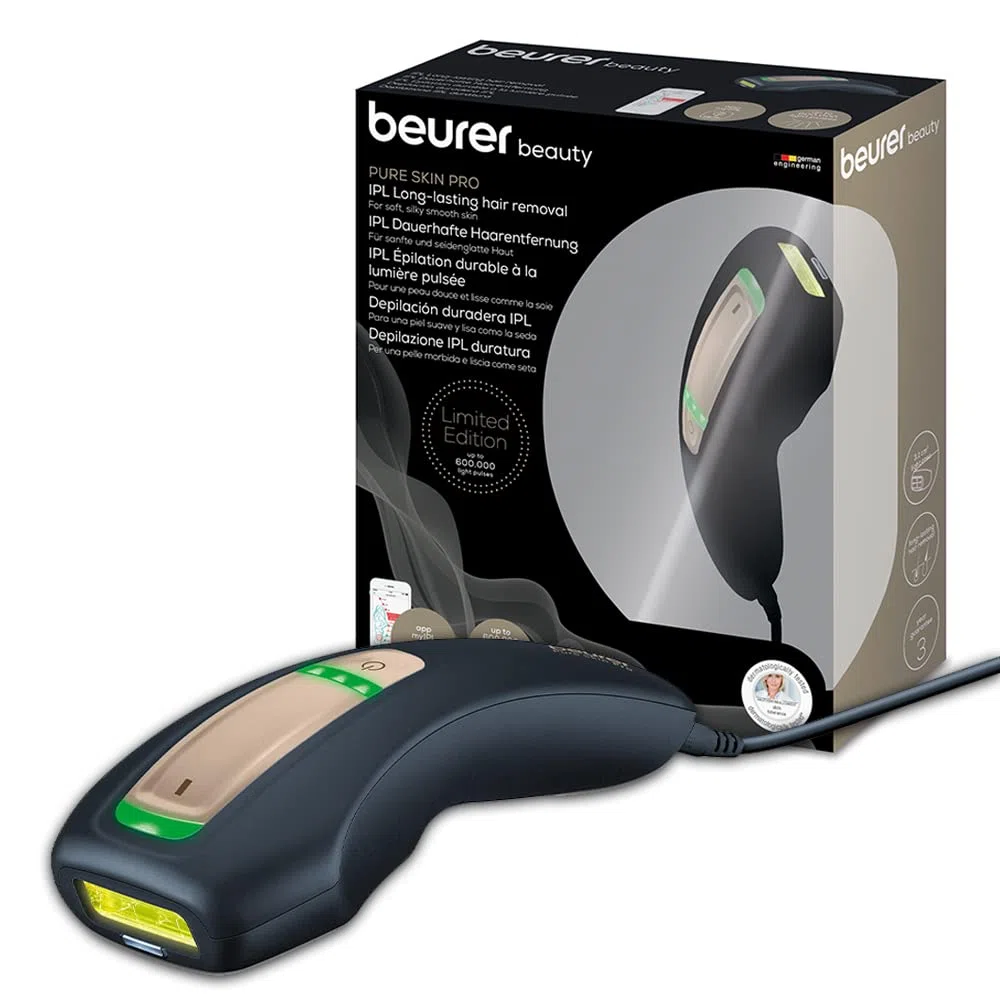 Beurer IPL PureSkin Pro 5800 Epilatore a Luce Pulsata per risultati duraturi Compatto, Fino al 50% di peli in meno già dopo 3/4 trattamenti, 600.000 Impulsi Luminosi, 3 livelli di potenza