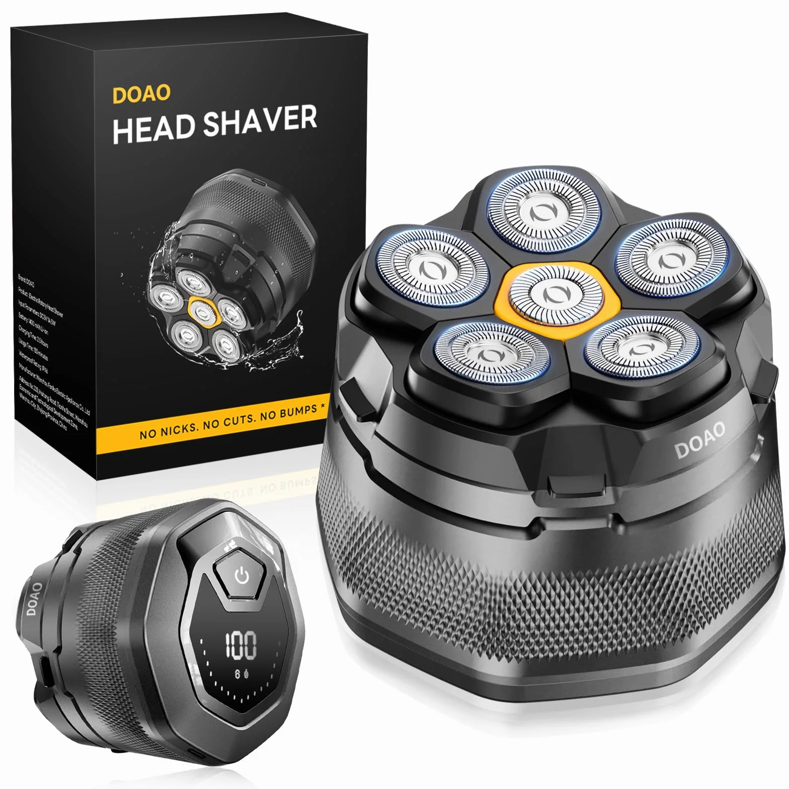 Rasoio Testa Calva, 2025 Aggiornato rasoio Capelli Uomo Testa Calva Impermeabile Cordless 6D rasoio Elettrico Fluttuante Flessibile con rasoio Testa Magnetiche, Interfaccia USB-C