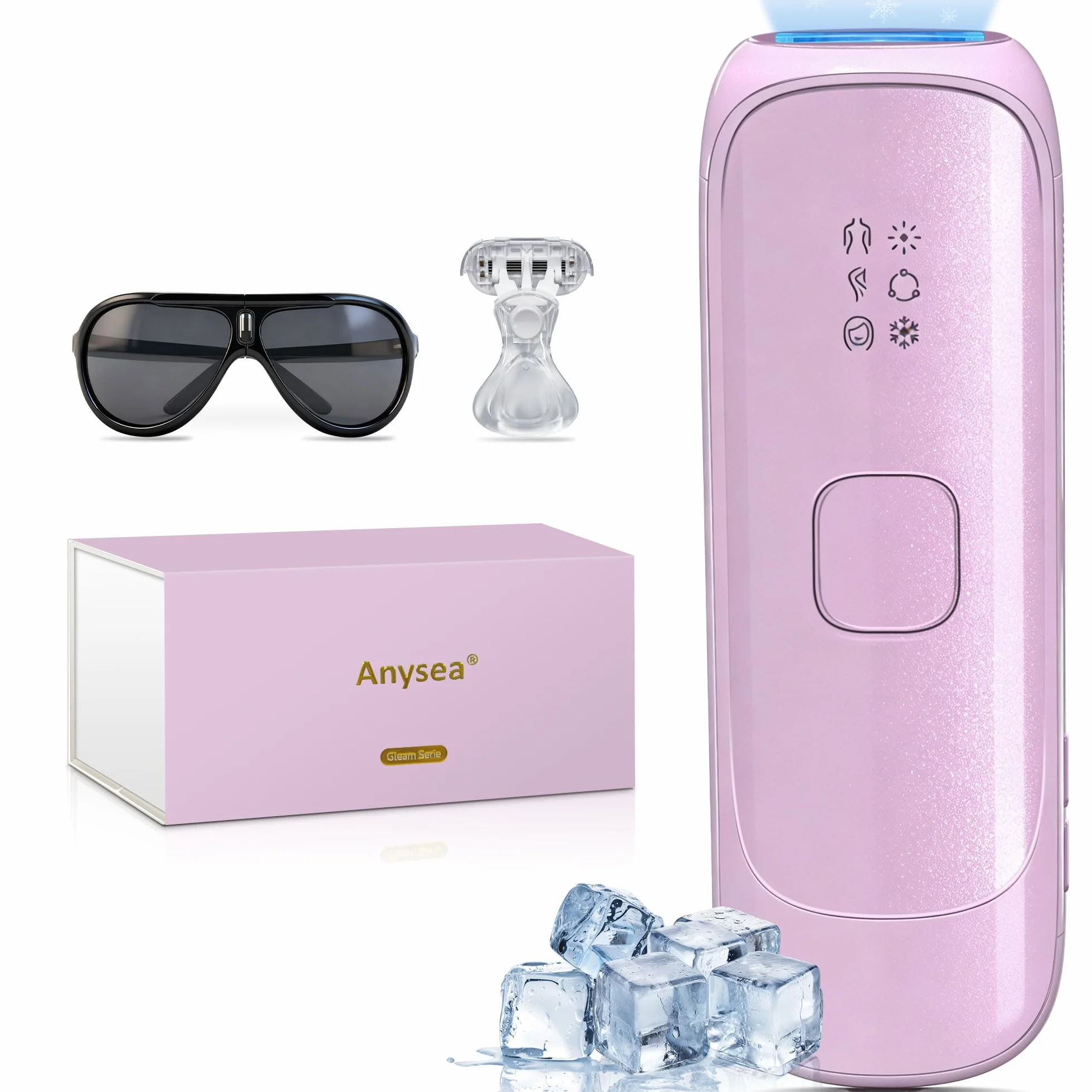 Epilatore Luce Pulsata con Funzione di Raffreddamento：Luce Pulsata Epilatore con 3 Modalità, Scorrimento Continuo Automatico, Luce Pulsata Per Donne e Uomini, Ascelle, Tutto il Corpo, Viola