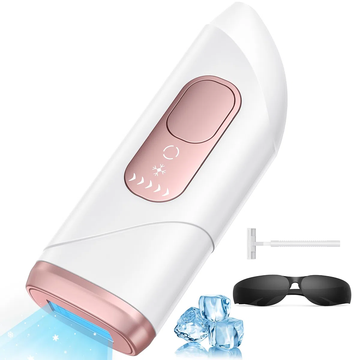 Epilatore Luce Pulsata con Funzione di Raffreddamento, Epilatore Laser per 5 Livelli di Energia, Flash Illimitati, Epilazione a Luce Pulsata per Donne e Uomini, Ascelle, Gambe, Zona Bikini