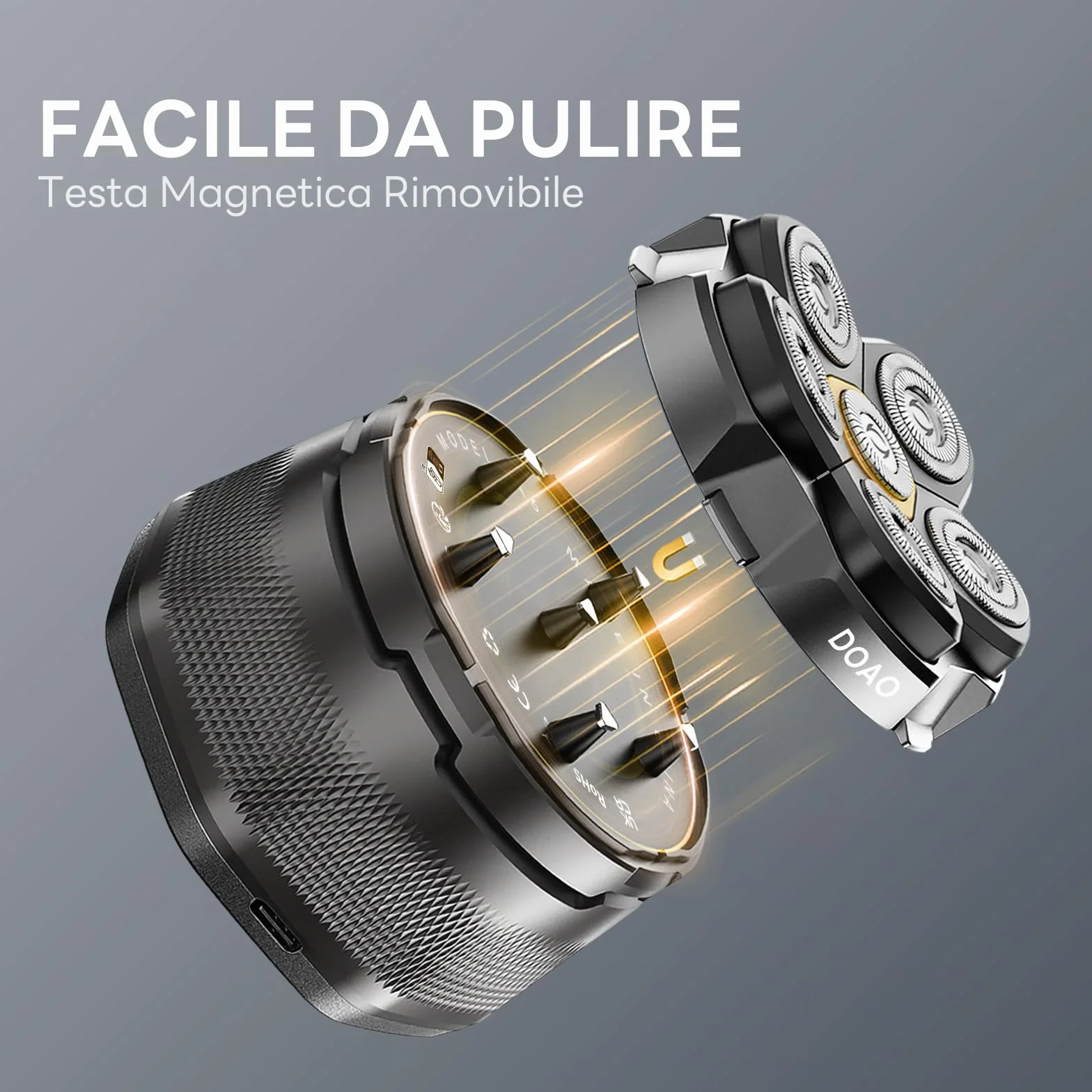 Rasoio Testa Calva, 2025 Aggiornato rasoio Capelli Uomo Testa Calva Impermeabile Cordless 6D rasoio Elettrico Fluttuante Flessibile con rasoio Testa Magnetiche, Interfaccia USB-C